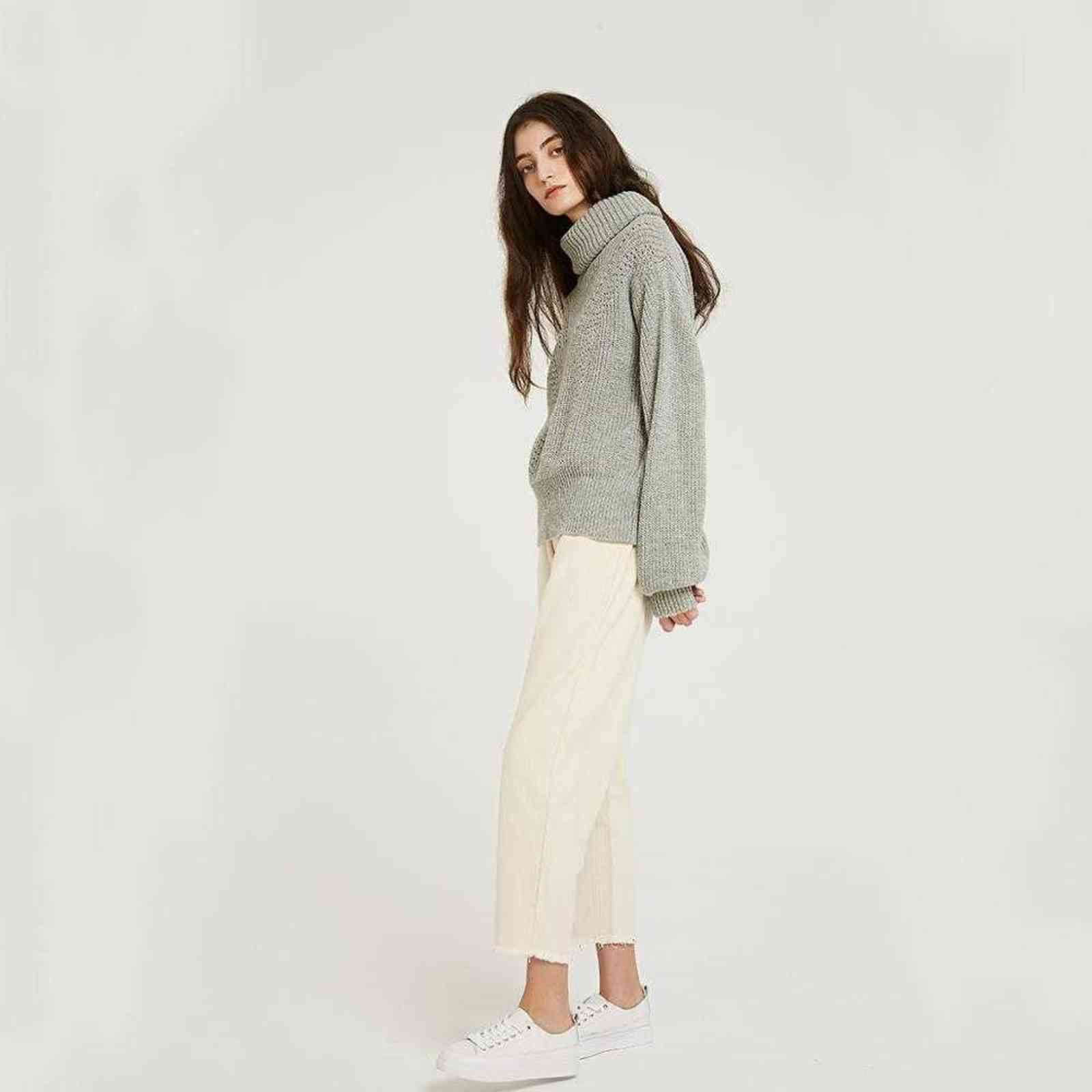 Wixra Stylish Solid Casual Women's Pants High Waist Pockets Long Trousers Spring Autumn Ladies Jeans Bottom 211124Z