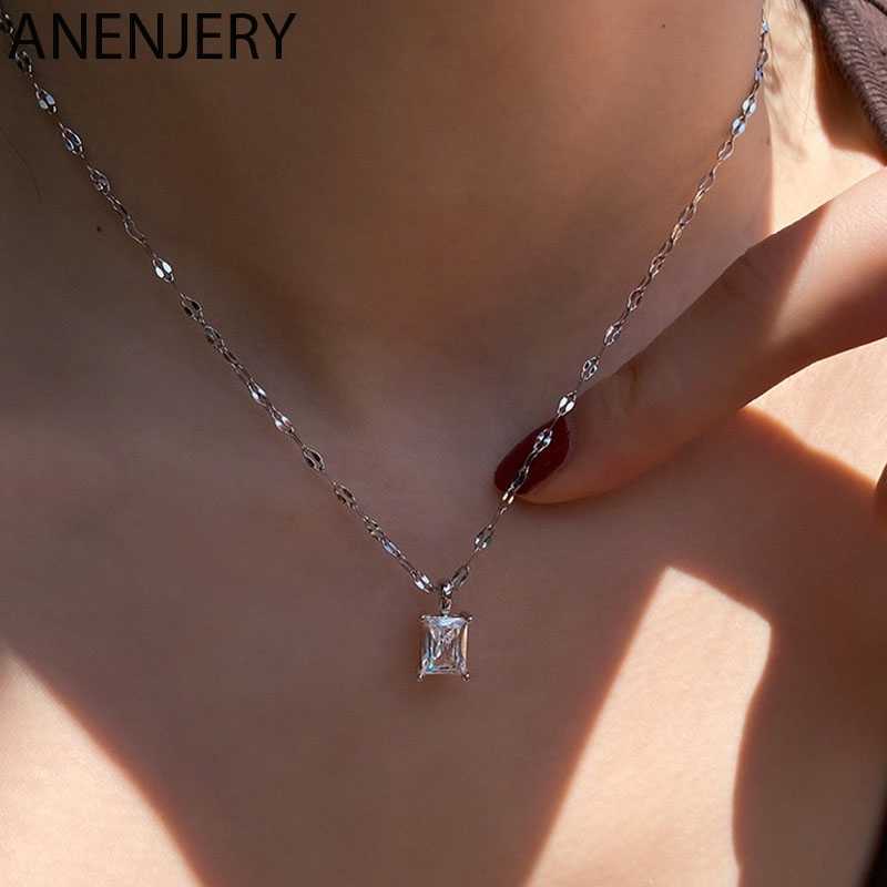 Anenjery 925 Sterling Silver Shiny Square Zircon Necklace Clavicle Chain for Women Light Luxury Personality Popular Jewelry
Anenjery 925 Sterling Silver Shiny Square Zircon Necklace Clavicle Chain for Women Light Luxury Personality Popular Jewelry