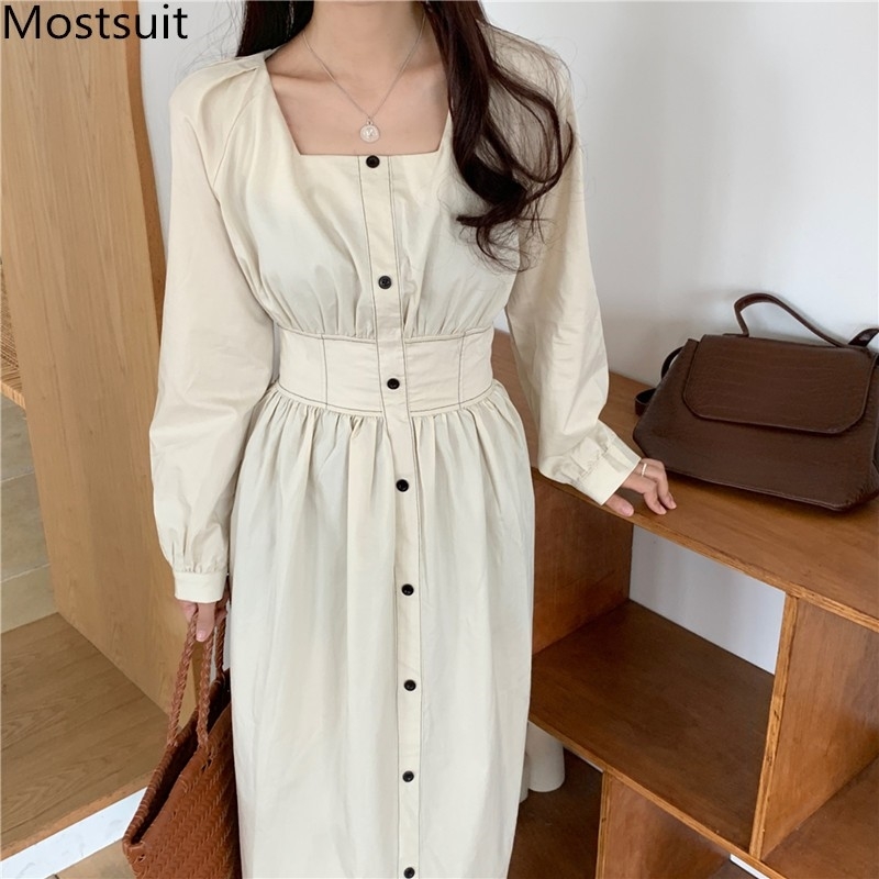 Single Breasted Square Collar Korean Vintage Long Dress Women Full Sleeve High Waist A-line Dresses Elegant Ladies Vestidos 210518, Blue
Single Breasted Square Collar Korean Vintage Long Dress Women Full Sleeve High Waist A-line Dresses Elegant Ladies Vestidos 210518, Blue