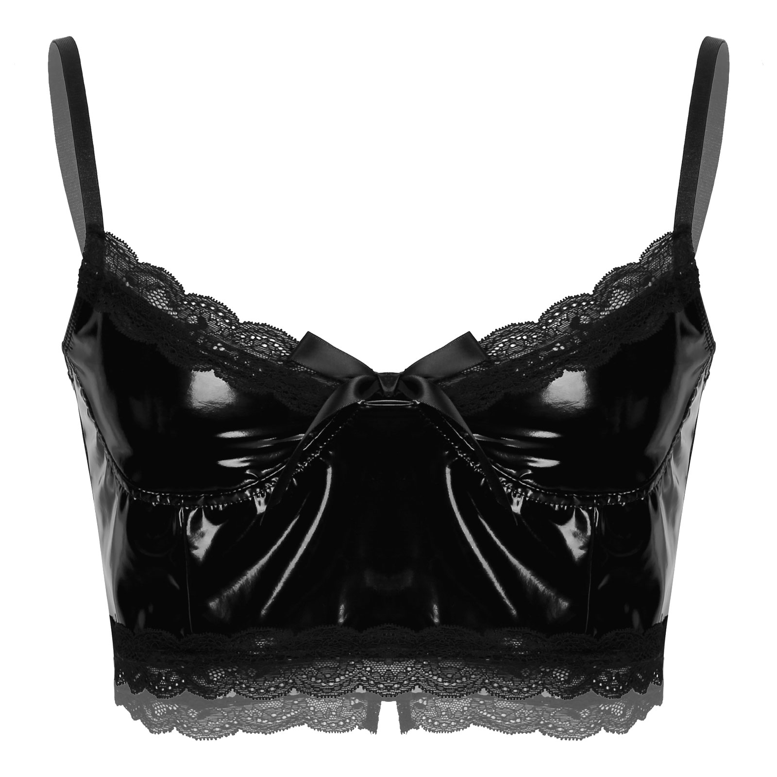 Mens Sexy Lingerie Sissy Vest Tops Patent Leather Punk Gothic Lace Trim Bowknot Sleeveless Crop Top Nightwear for Rock Concert
Mens Sexy Lingerie Sissy Vest Tops Patent Leather Punk Gothic Lace Trim Bowknot Sleeveless Crop Top Nightwear for Rock Concert
