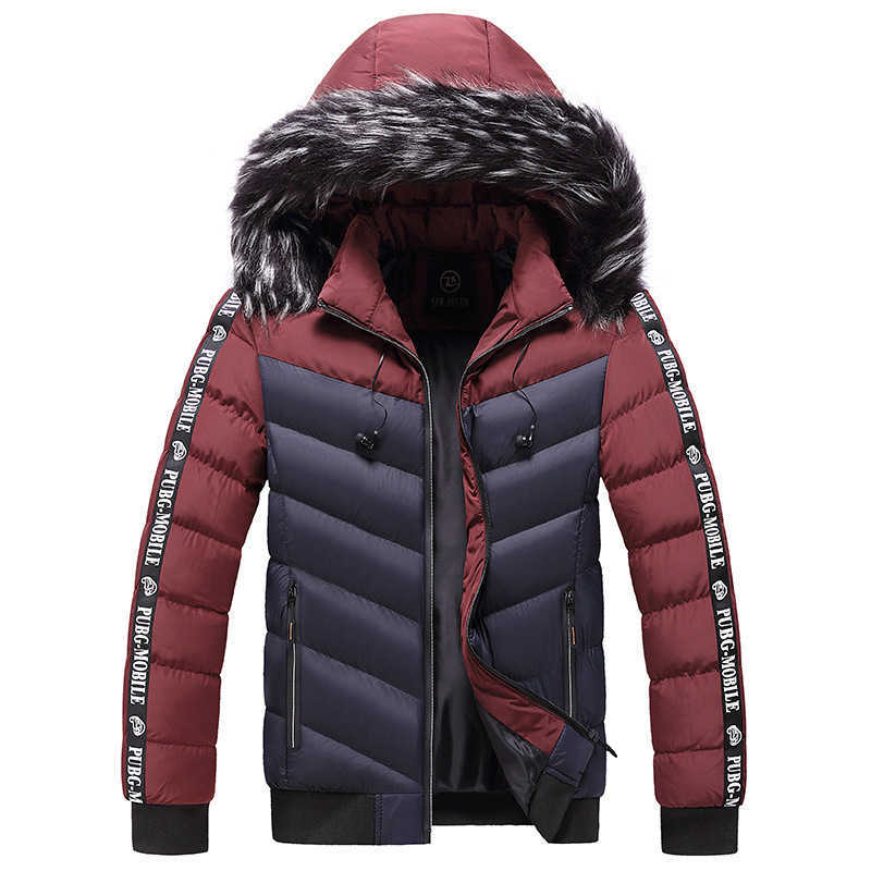 Winter Jacket Men Fur Collar Hooded Thick Warm Cotton Outwear Man Patchwork Parka and Coats Windbreaker Parkas Male M-5XL 210818