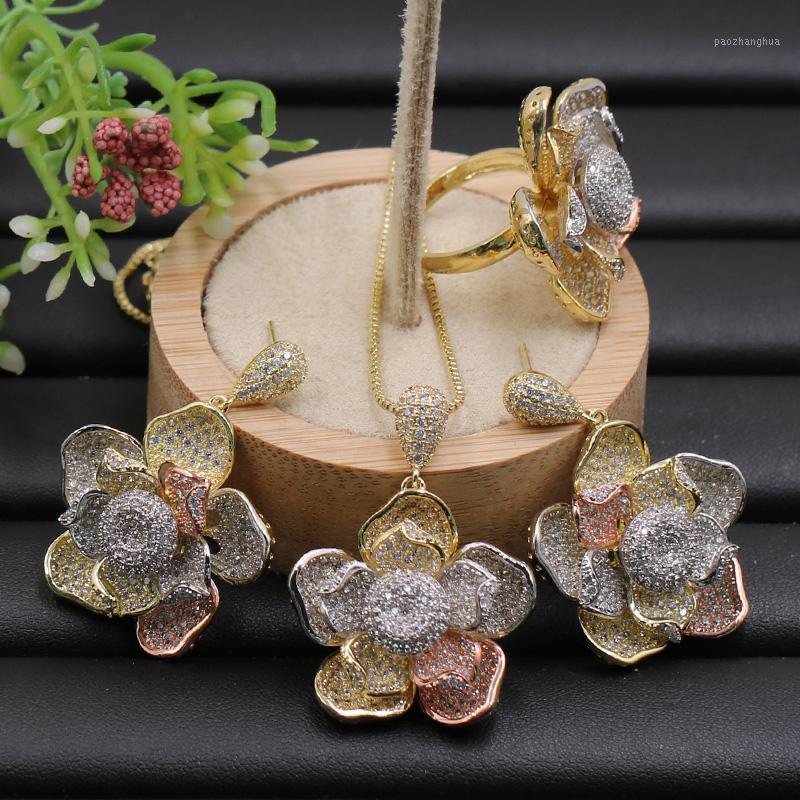 Earrings & Necklace Lanyika Jewelry Set Luxury Shiny Blooming Flower With Earring And Ring For Wedding Engagement Micro Paved Gifts, Silver
Earrings & Necklace Lanyika Jewelry Set Luxury Shiny Blooming Flower With Earring And Ring For Wedding Engagement Micro Paved Gifts, Silver