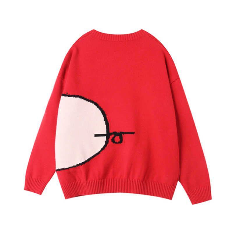 Spring Autumn Women Pullover Sweaters O Neck Cartoon Pig Pretty Vintage Japan Style Ladies Knitwear Jumper Tops C-068 210812