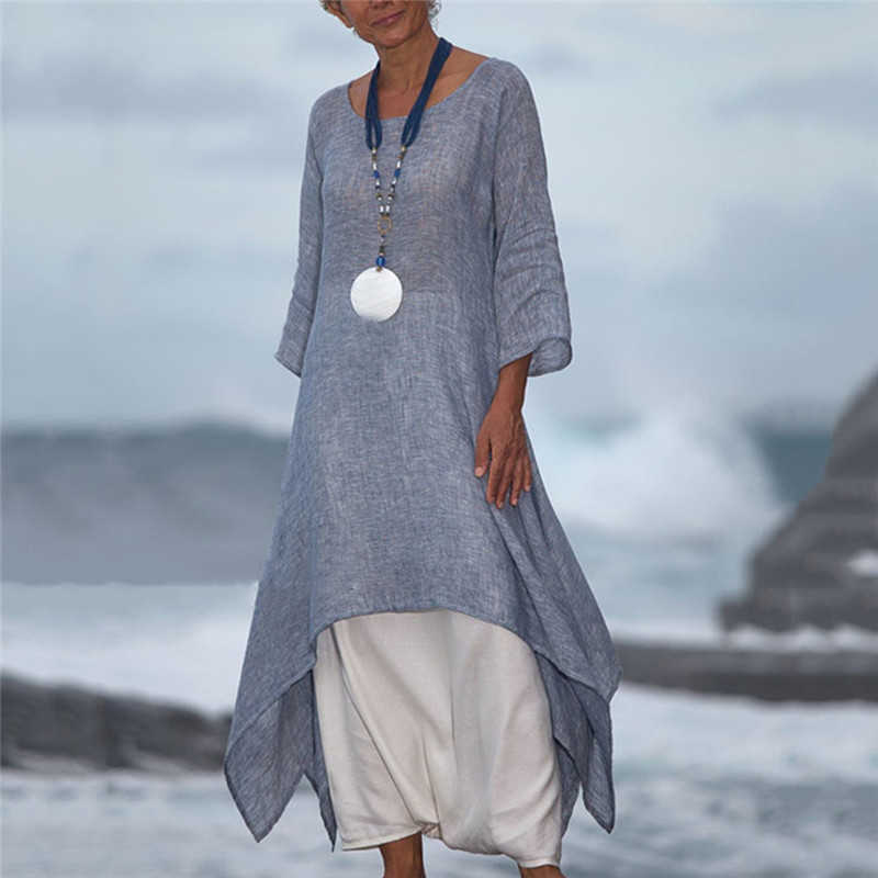 Summer Autumn Plus Size Dresses Women 5XL Loose long Vintage Dress Boho Shirt Dress Maxi Robe Fashion Female 210630