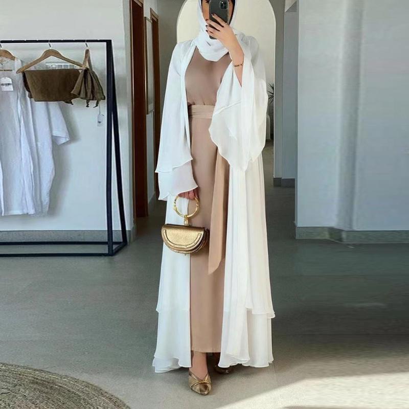 Ethnic Clothing Casual Robe Femme Caftan Islam Chiffon Open Abaya Kimono Dubai Turkey Kaftan Muslim Cardigan Abayas Dresses For Women B4