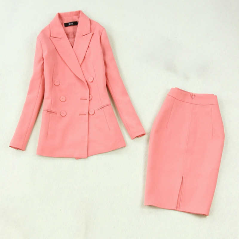 Women's suits autumn women's large size double-breasted pink suit jacket bag hip split half-length skirt two-piece 210527
Women's suits autumn women's large size double-breasted pink suit jacket bag hip split half-length skirt two-piece 210527