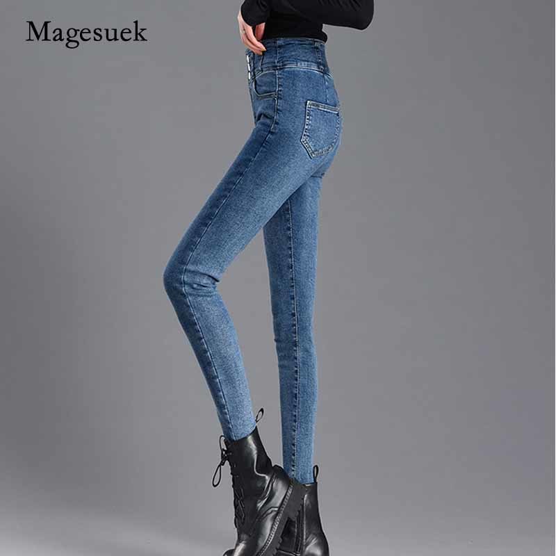 Autumn Skinny High Waist Jeans Woman Denim Trousers Blue Boyfriend Style Women Casual Black Pencil Pants 10835 210518