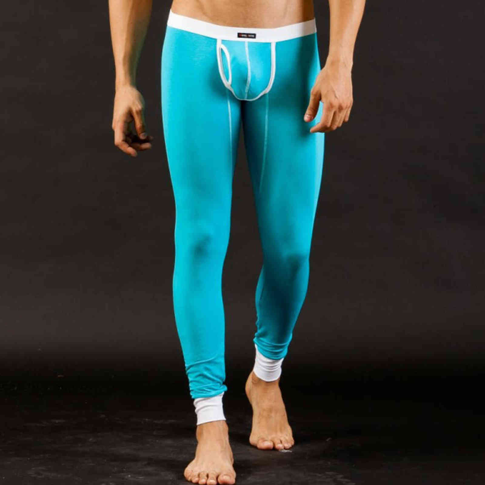 Men's Sexy Bulge Pouch Low Rise Underwear Long Johns Autumn Winter Thermal Leggings Pants Modal Men Trousers Sleepwear 211110wtt