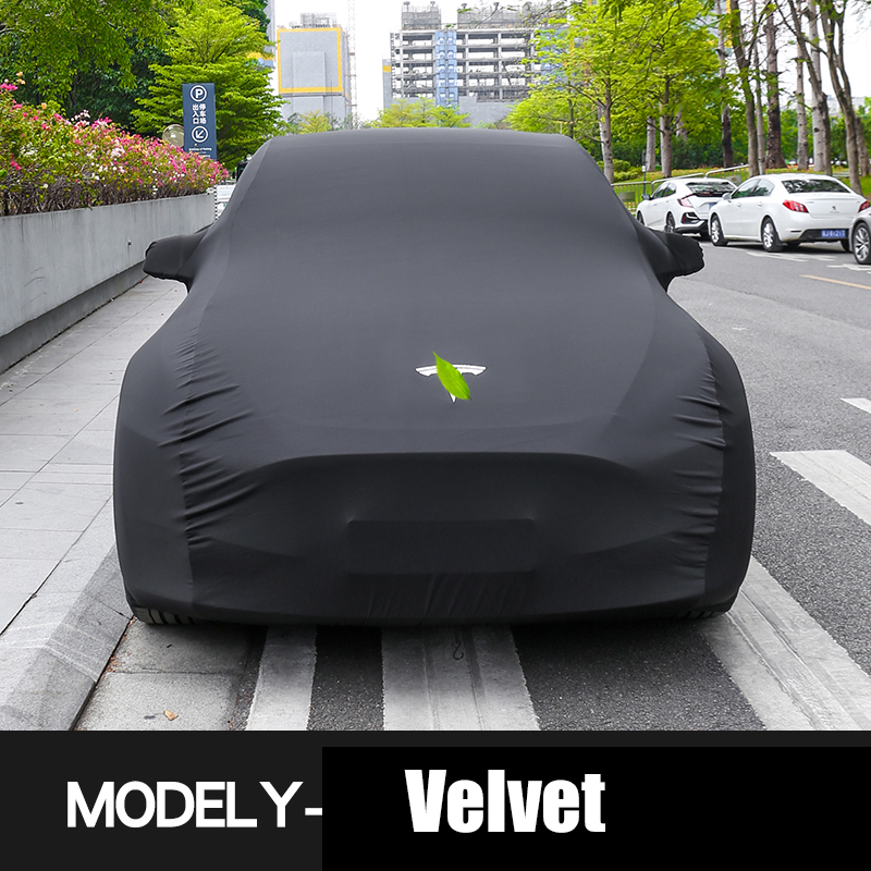 Tes-la Model3 Modely Car Cover Velvet Stretch Cloth Sunscreen Dustproof Car Cover Accessories