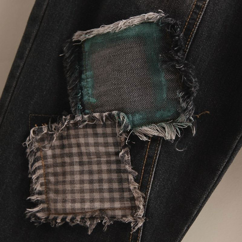 Spring Autumn Women Elastic Waist Denim Harem Pants Embroidery Patchwork Vintage Jeans Ladies Tassel Top Quality D99 210512