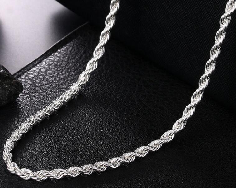925 Sterling Silver necklace 16/18/20/22/24 Inch 4mm Twisted Rope Chain Necklace For Women Man Fashion Wedding Charm Jewelry GC608