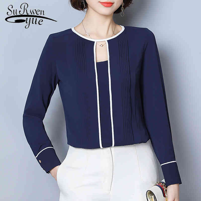 Spring Long Sleeve Chiffon Blouse Women Solid Hollow Out Tops and Blouses Elegant Clothes Blusas 9075 50 210521, Navy
Spring Long Sleeve Chiffon Blouse Women Solid Hollow Out Tops and Blouses Elegant Clothes Blusas 9075 50 210521, Navy