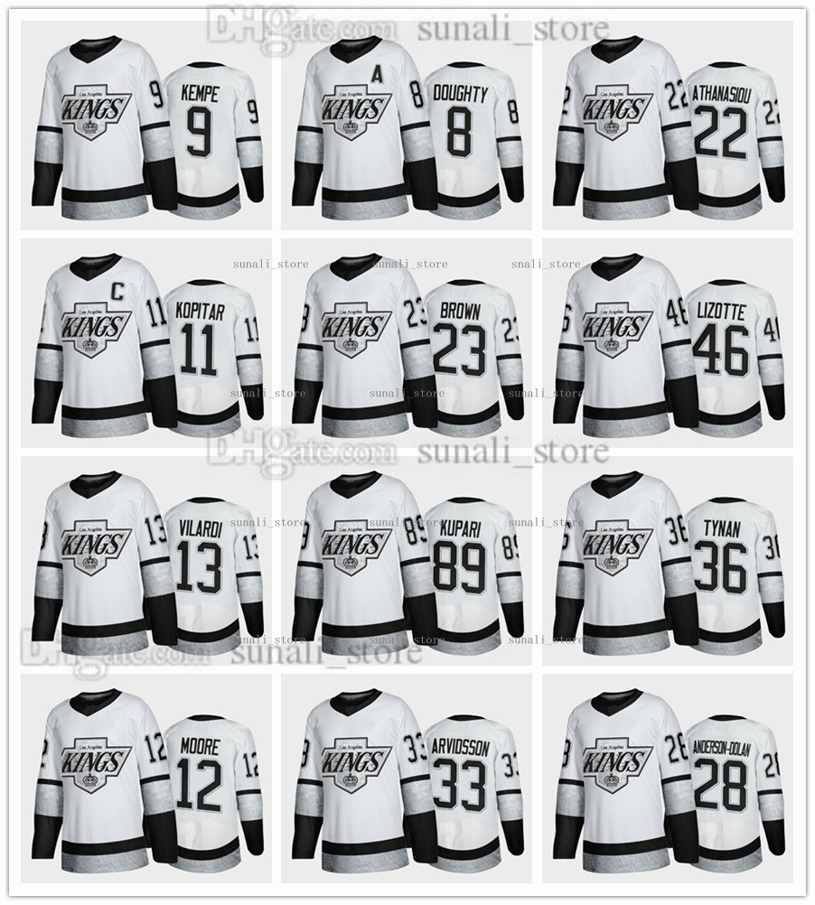 Los Angeles Kings Third White Classic Hockey Jerseys 8 Drew Doughty 11 Anze Kopitar (C) 22 Andreas Athanasiou 23 Dustin Brown 9 Adrian Kempe, Black;red
Los Angeles Kings Third White Classic Hockey Jerseys 8 Drew Doughty 11 Anze Kopitar (C) 22 Andreas Athanasiou 23 Dustin Brown 9 Adrian Kempe, Black;red
