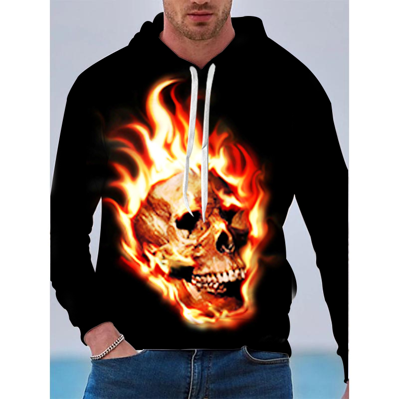 Flame Skull Pattern Men s 3D Printing Hoodie Visual Impact Party Top Punk Gothic Round Neck High Quality American Sweatshirt Hoodie, Multi 
Flame Skull Pattern Men s 3D Printing Hoodie Visual Impact Party Top Punk Gothic Round Neck High Quality American Sweatshirt Hoodie, Multi