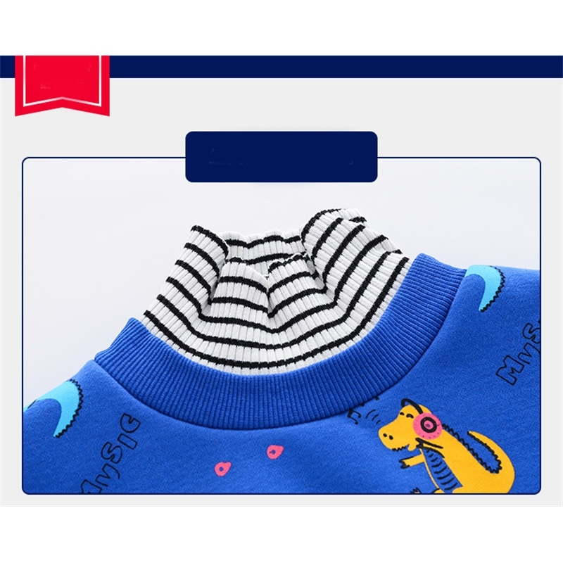 Children's Polar Fleece Sweater Autumn Winter Korean Kids Cartoon Warm Pullover Clothes Boy Long-sleeved Bottoming Shirt 210515