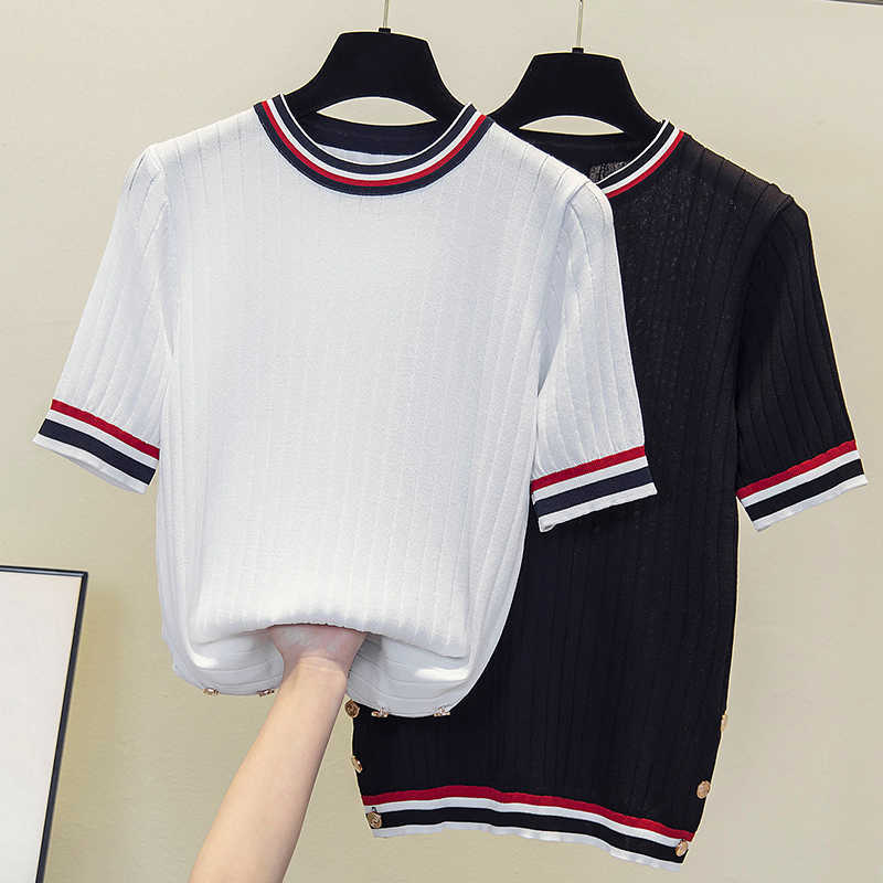 chic Summer loose thin Sweater Pullovers Women short Sleeve casual o-neck Oversized basic Sweater knit Jumpers top 210604, Black
chic Summer loose thin Sweater Pullovers Women short Sleeve casual o-neck Oversized basic Sweater knit Jumpers top 210604, Black