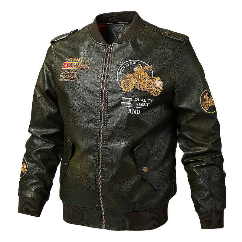 Men Faux Leather Jacket Military Vintage Motorcycle Spring Bomber Pilot Bike Baseball Coat Male Brown Black 210518