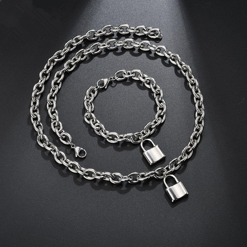 Earrings & Necklace 316L Stainless Steel Jewelry Sets For Women Man Lock Charm Bracelet 2 Pcs Couples Jewellery Set Accesories Bijoux, Silver
Earrings & Necklace 316L Stainless Steel Jewelry Sets For Women Man Lock Charm Bracelet 2 Pcs Couples Jewellery Set Accesories Bijoux, Silver