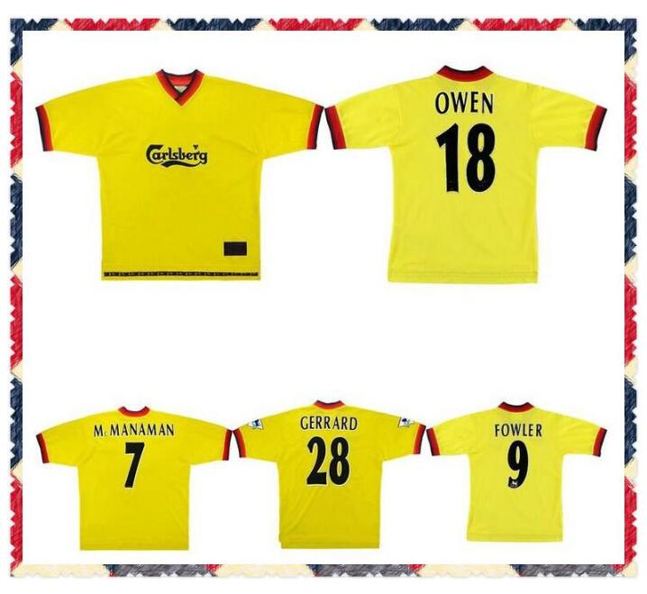 1997 19998 1999 McManaman Owen retro soccer jersey 97 99 Gerrard CARRAGHER BERGER REDKNAPP INCE classic vintagefootball shirt, Black;yellow
1997 19998 1999 McManaman Owen retro soccer jersey 97 99 Gerrard CARRAGHER BERGER REDKNAPP INCE classic vintagefootball shirt, Black;yellow