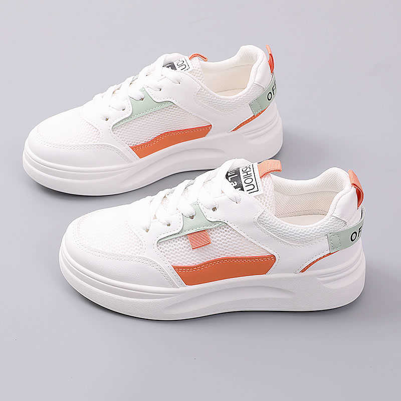 Women Leisure Sneakers Ladies Tennis Shoes Female Inner Heightening Lace-up Flat Sports Shoes Woman Breathable Mesh Sneakers Y0907