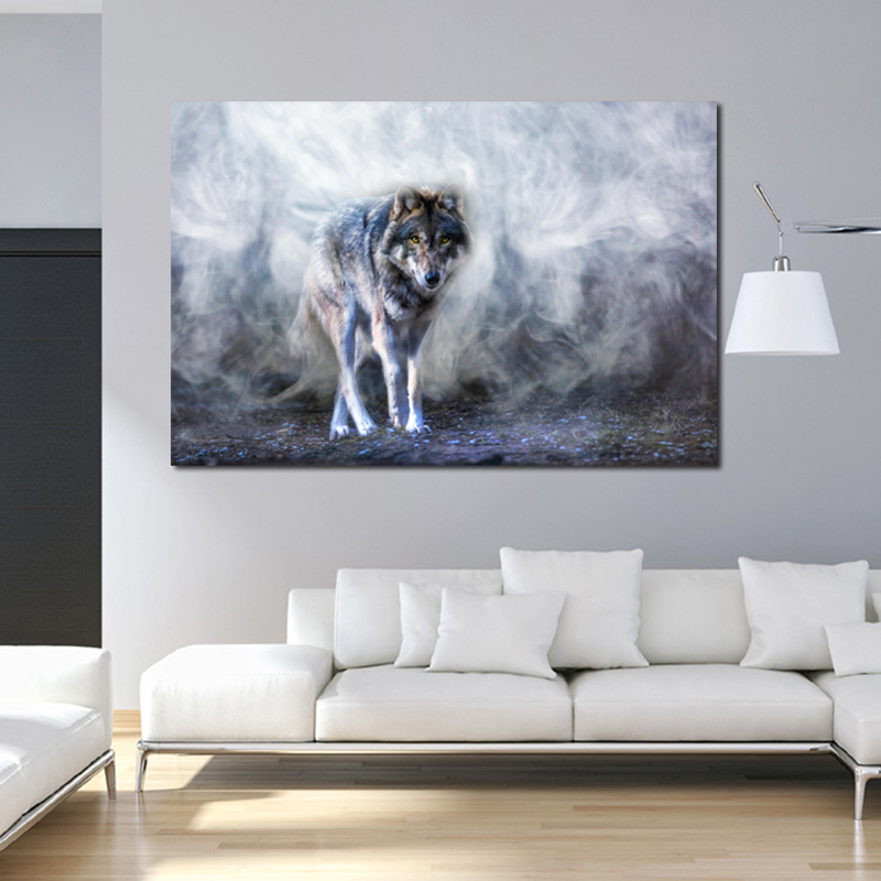 Wolf Clouds Poster Wall Art For Living Room Animal Decorative Pictures Modern Home Decor Canvas Painting NO FRAME