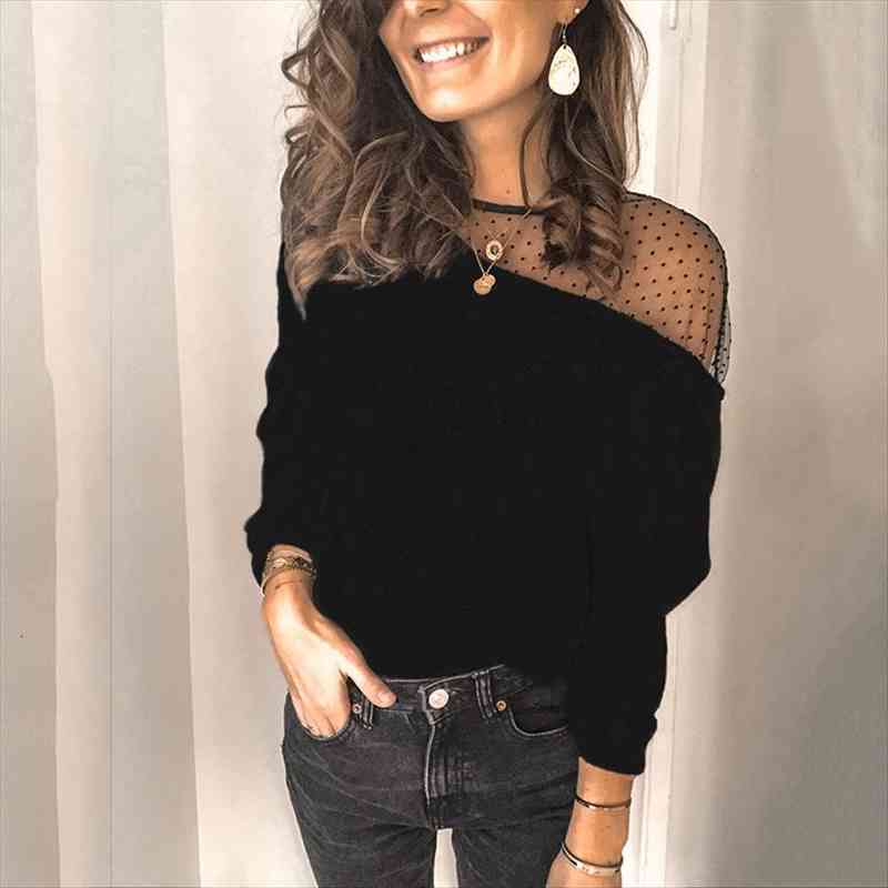 casual mesh see through polka dot loose blouse for women plus size winter spring long sleeve black shirt office lady, White
casual mesh see through polka dot loose blouse for women plus size winter spring long sleeve black shirt office lady, White