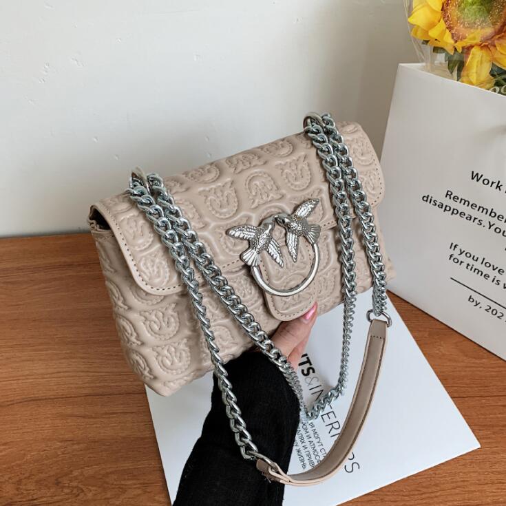 Factory Outlet womens shoulder bags popular Joker embossed leather chain bag street fashion solid color women backpacks personality trend silver buckle handbag