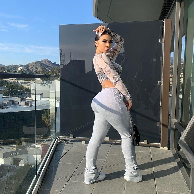 Stacked Leggings Sweatpants Women Baggy Streetwear Woman Pants Trousers Womens Winter Clothes Bottoms Drop 21427X Women's & Capris