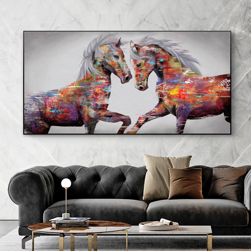 Colorful Elephant Animal Posters Oil Painting Printed On Canvas Wall Art Pictures for Living Room Hoom Decor Horse Lion Birds