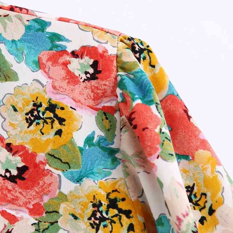 Women Colorful Floral Print Loose Casual Shirt Female Turndown Collar Long Sleeve Blouse Lady Tops Blusas S8799 210430