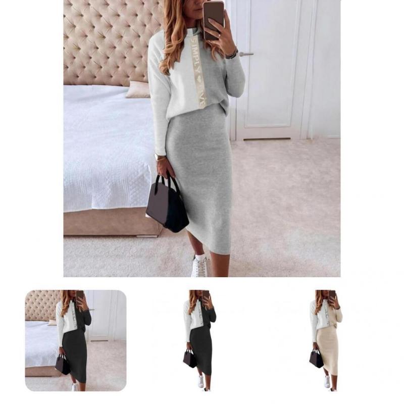 Two Piece Dress Bodycon Skirt Suit O Neck Ladies Crew Pullover High Waist Women Blouse 1 Set, White
Two Piece Dress Bodycon Skirt Suit O Neck Ladies Crew Pullover High Waist Women Blouse 1 Set, White