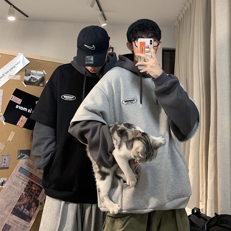 men's hoodies & sweatshirts male hooded hoodies couple fall/fake winter two-piece hoodie jumper korean-style loose student upper v, Black
men's hoodies & sweatshirts male hooded hoodies couple fall/fake winter two-piece hoodie jumper korean-style loose student upper v, Black
