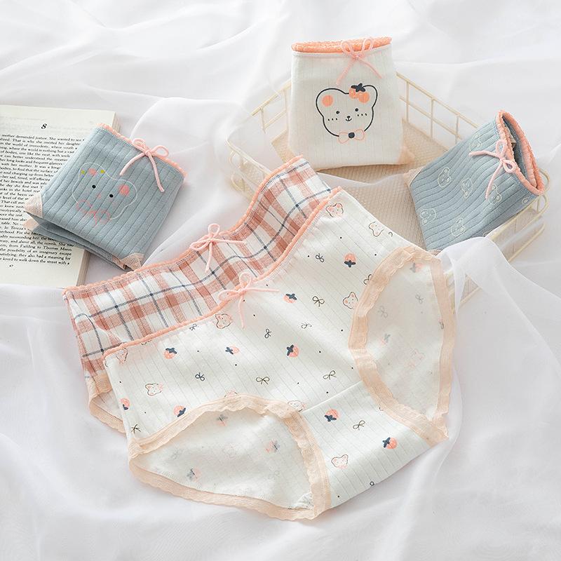 Women's Panties Japanese Cute Bear Ms. Cotton Panties, Ladies Mid-waist Bowknot Check Breathable Comfortable
Women's Panties Japanese Cute Bear Ms. Cotton Panties, Ladies Mid-waist Bowknot Check Breathable Comfortable