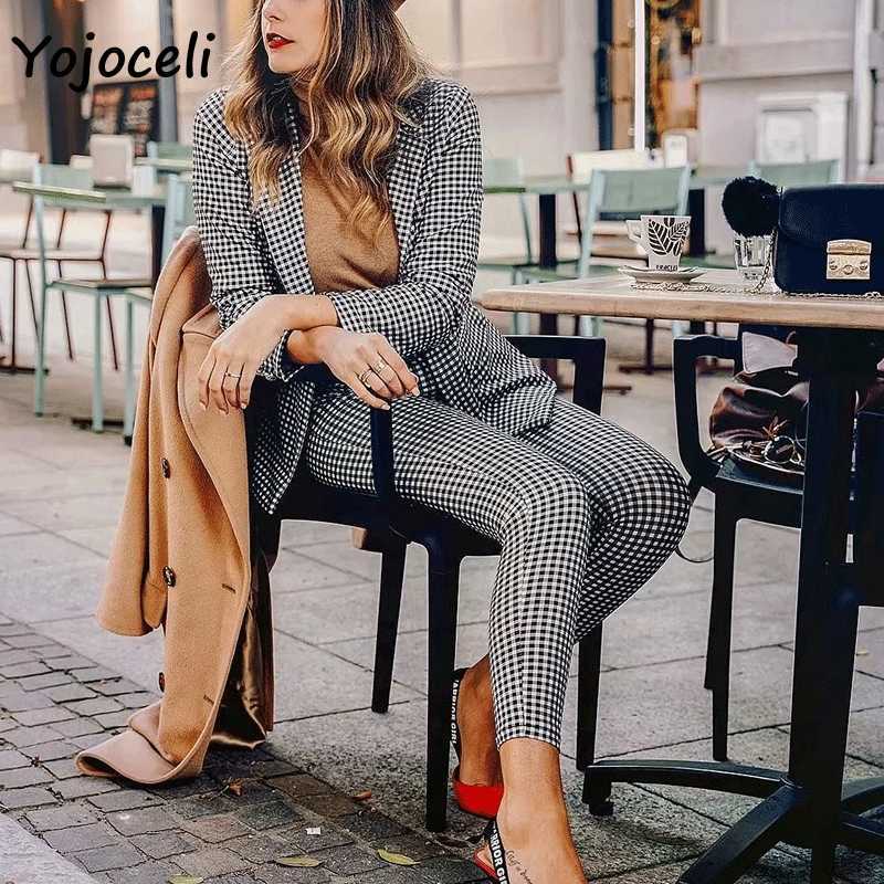 Yojoceli casual black white plaid blazers jackets top streetwear coats 210609
Yojoceli casual black white plaid blazers jackets top streetwear coats 210609