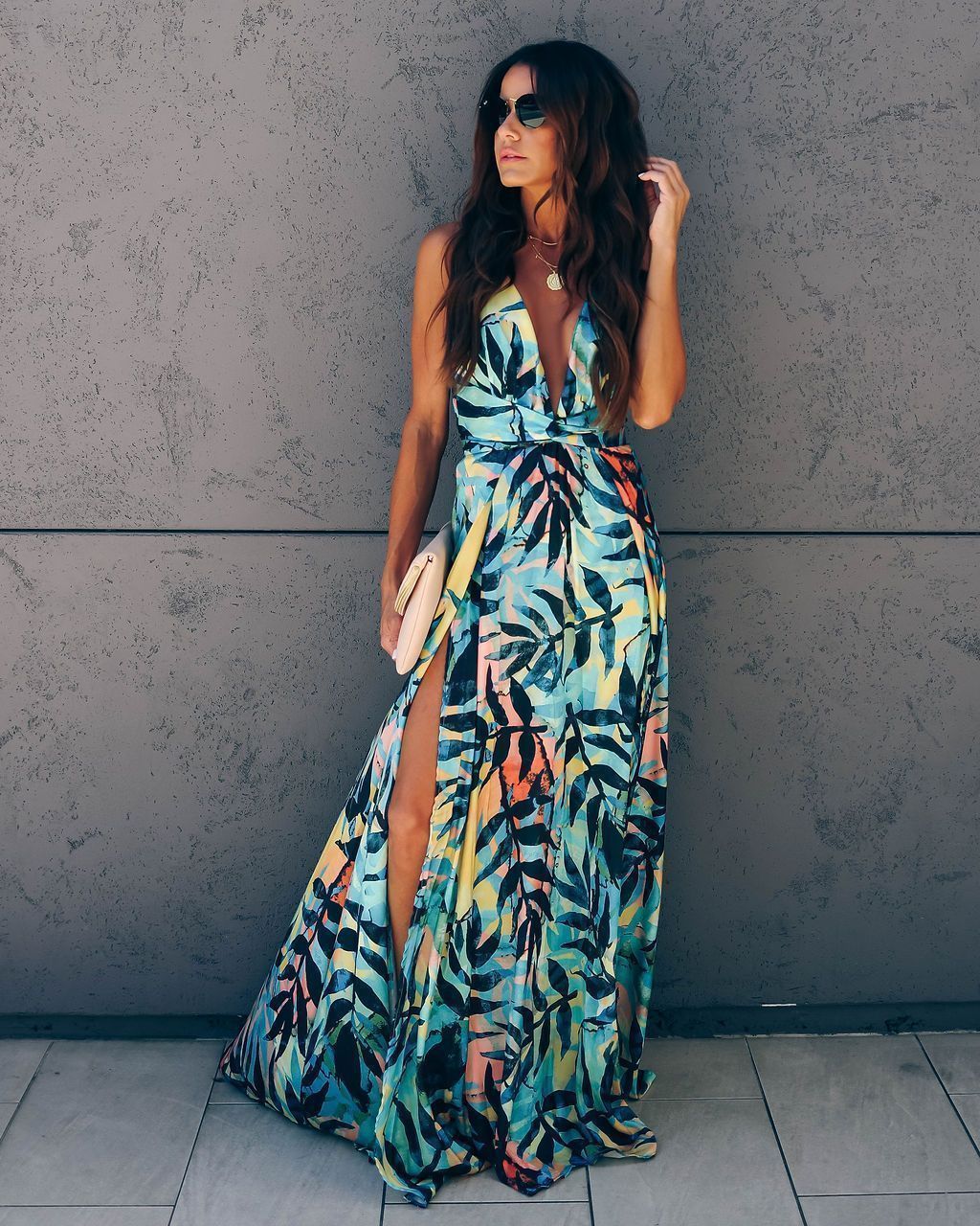 Women Dress Deep V Neck Spaghetti Strap Long Bandage Printed Bohemia es Sexy Print Floral Maxi es 210513