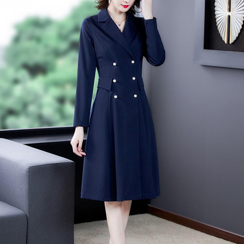 Casual Dresses 2021 Autumn Winter FashionDesigner Dress Women's Long Sleeve V Collar Double Breasted Buttons, As picture
Casual Dresses 2021 Autumn Winter FashionDesigner Dress Women's Long Sleeve V Collar Double Breasted Buttons, As picture