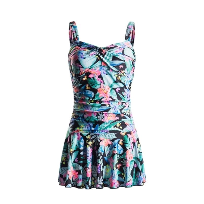 Julysand Women's Skirt Swimsuit Purple Flower Swimwear Dress Ruffle Plus Size High-end Lady BathingSuit 210702