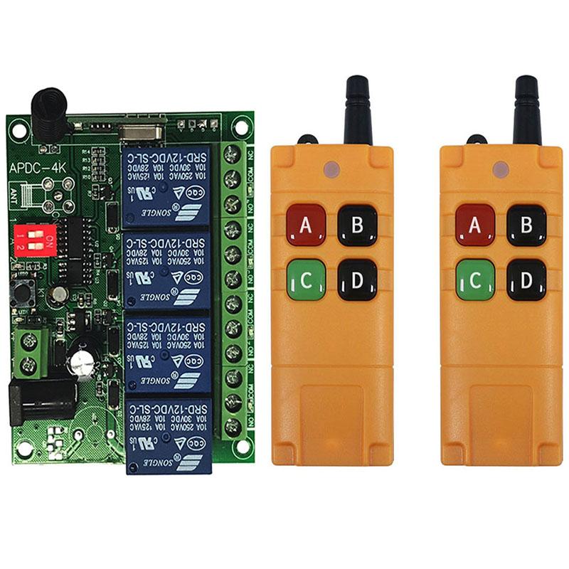 2000m DC12V 24V 4CH 4 CH Wireless Remote Control LED Light Switch Relay Output Radio RF Transmitter And 315/433 MHz Receiver Smart Home
