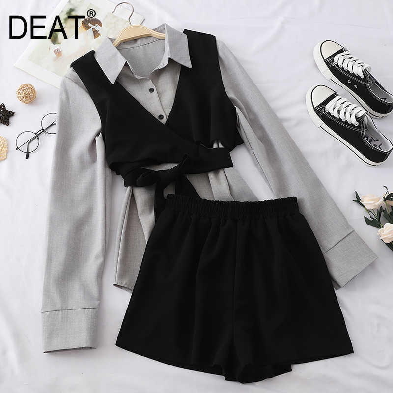 DEAT Women Shorts Arrivals Lapel Long Sleeve Temperament Streetwear Two Piece Set Fashion Spring Summer 11D379 210709, White
DEAT Women Shorts Arrivals Lapel Long Sleeve Temperament Streetwear Two Piece Set Fashion Spring Summer 11D379 210709, White