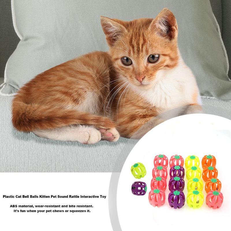 Cat Toys 18 Pcs Colourful Pet Kitten Play Balls With Jingle Lightweight Bell Pounce Chase Rattle Toy For
