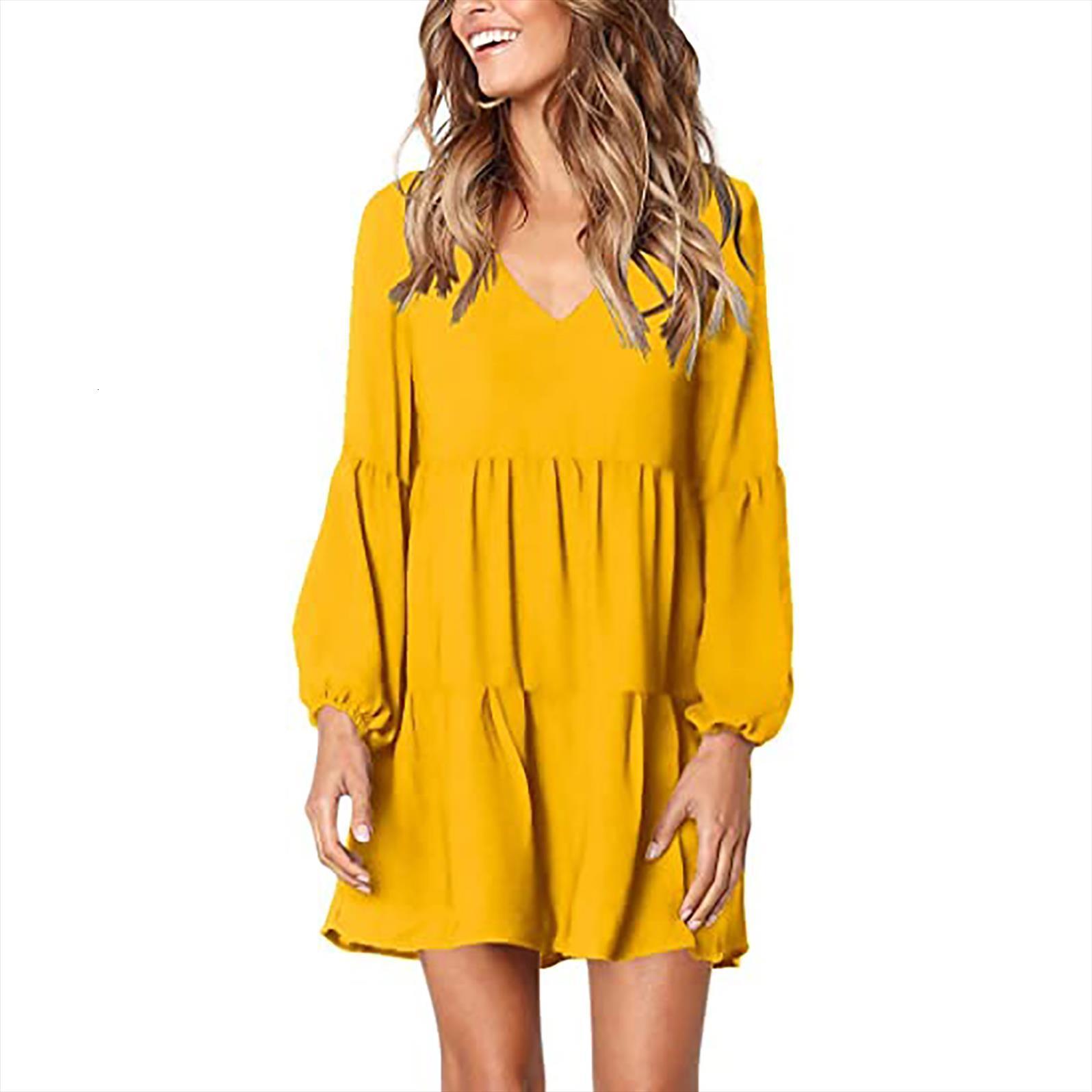 yellow vestidos solid women dress v neck lantern long sleeve flowy swing loose shirt mini vestido de mujer, Black;gray
yellow vestidos solid women dress v neck lantern long sleeve flowy swing loose shirt mini vestido de mujer, Black;gray