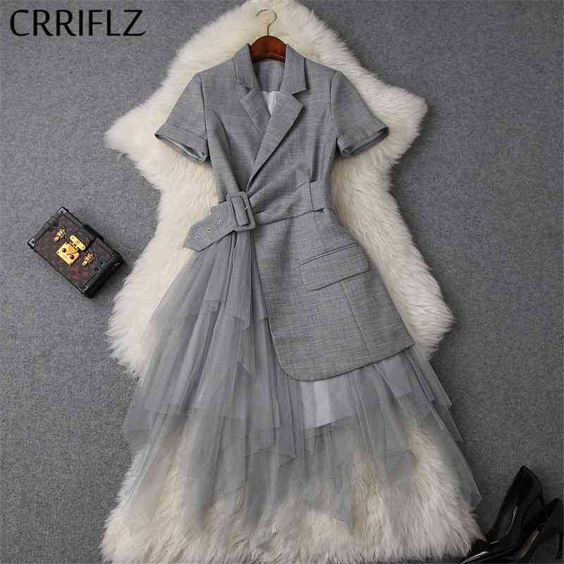 Women Sashes Mesh Pleated Dress Patchwork Fake Two Pieces Short Sleeve Notched Gray 210520
Women Sashes Mesh Pleated Dress Patchwork Fake Two Pieces Short Sleeve Notched Gray 210520