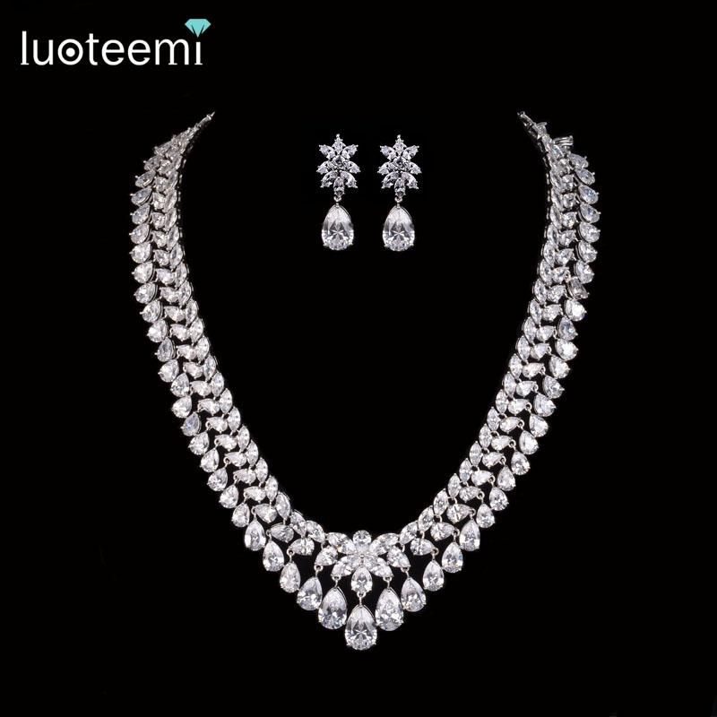 Earrings & Necklace LUOTEEMI Wholesale 2021 Luxury Sparkling Princess Clear CZ Statement Choker For Women Bridal Wedding Jewelry Set, As pic
Earrings & Necklace LUOTEEMI Wholesale 2021 Luxury Sparkling Princess Clear CZ Statement Choker For Women Bridal Wedding Jewelry Set, As pic