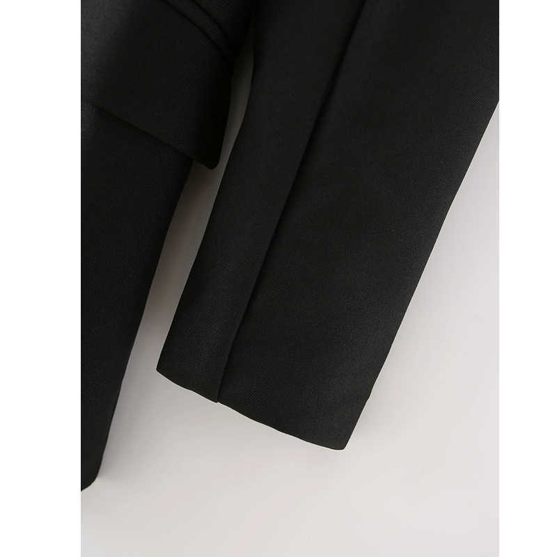 Women Fashion Office Wear One Button Blazers Coat Vintage Long Sleeves Female Black Slim Chic Outerwear With Belt XITIMEAO 210602