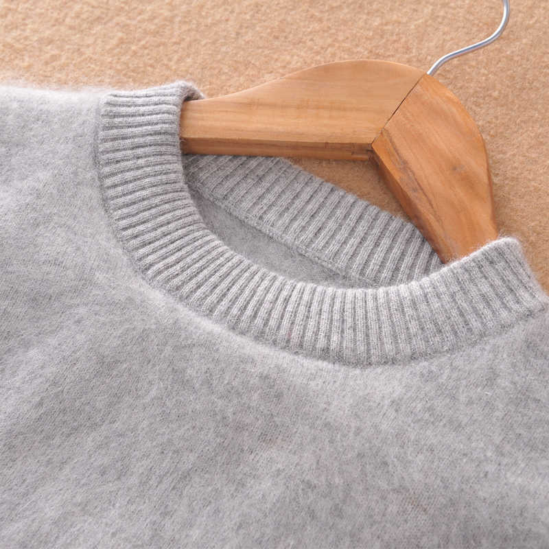 Men Pullovers 100% Mink Cashmere Knitting Sweaters Fashion Winter Thick Warm Pullovers Man Sweater 210818