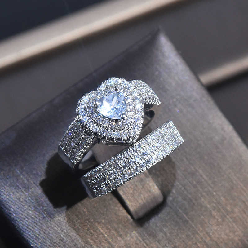Trendy Luxury 925 Sterling Silver Wedding Ring Set for Women Heart Zircon Bride Engagement Anniversary Ring Jewelry for Ladies Q0708
Trendy Luxury 925 Sterling Silver Wedding Ring Set for Women Heart Zircon Bride Engagement Anniversary Ring Jewelry for Ladies Q0708