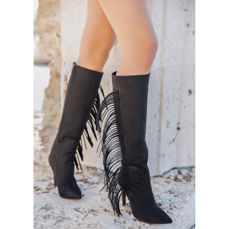 Boots Black Color Tassel Suede PU Leather Season Stiletto Heel 2021 Fashion Standard Knee-High 9 Cm Stylish Women Lady
Boots Black Color Tassel Suede PU Leather Season Stiletto Heel 2021 Fashion Standard Knee-High 9 Cm Stylish Women Lady