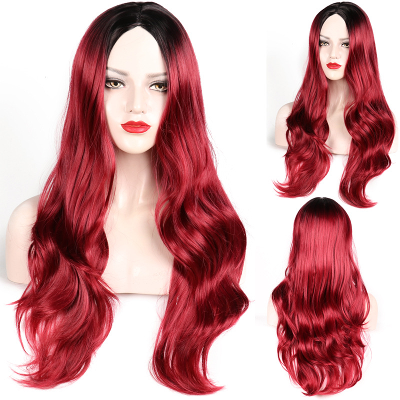 Fashion Long Wave Synthetic Omber Women's Hair wig for Daily Life Cosplay