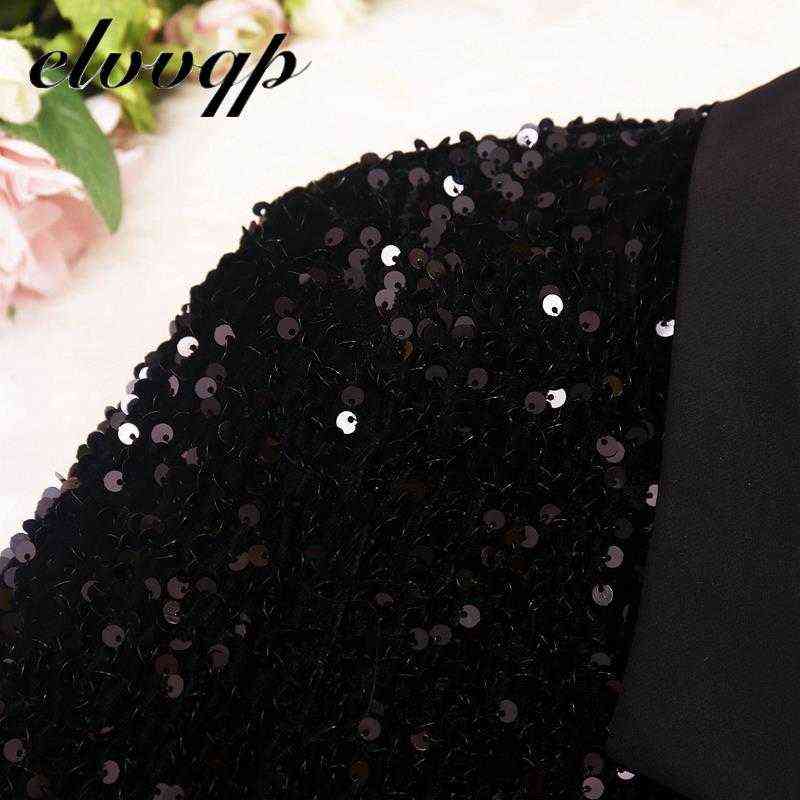 Fashion Women Shiny Sequins Suit Jacket Female Double-breasted Office Work Coat Slim Fit Blazers Autumn Clothes With Belt 211122