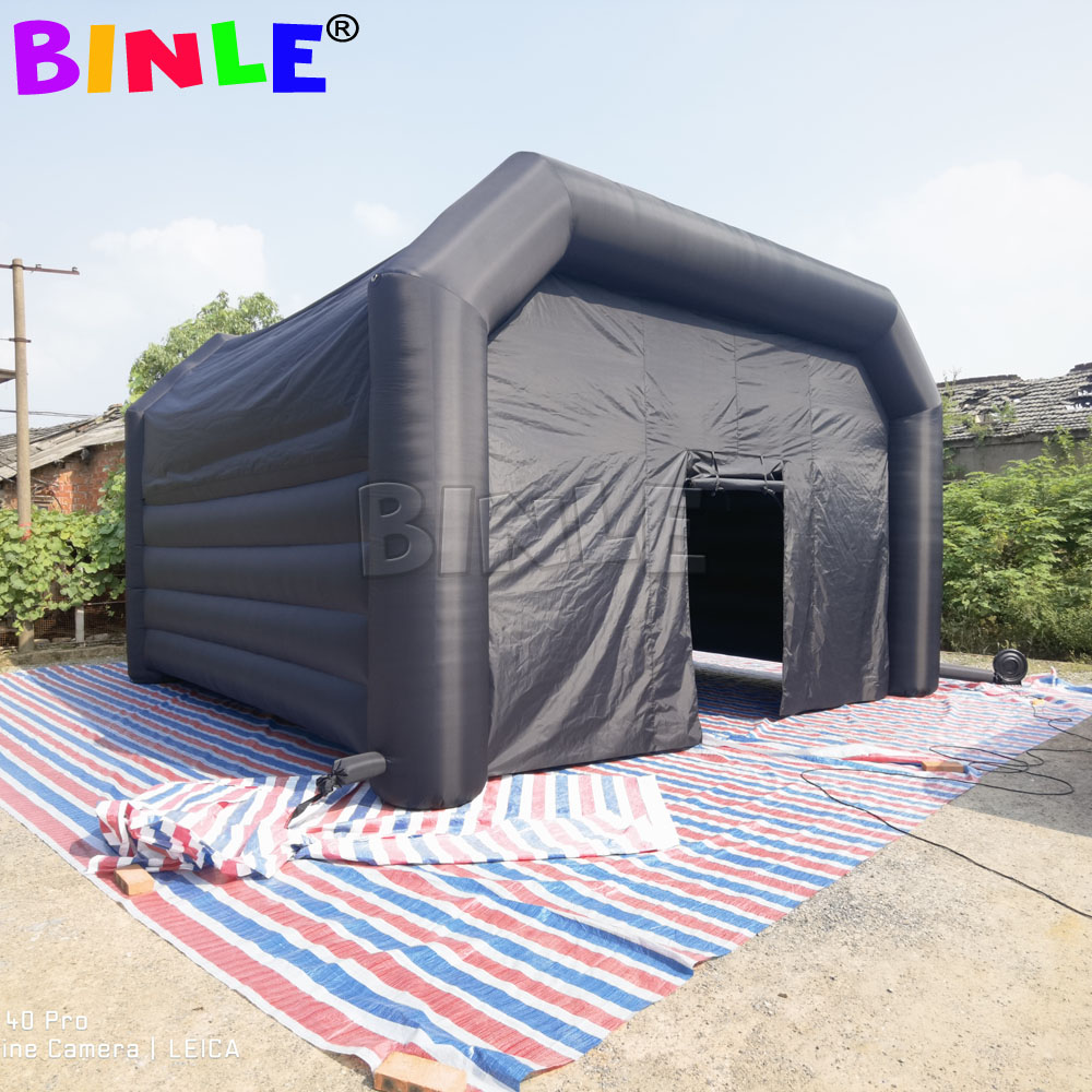 Square Black Inflatable Nightclub Tent Giant Poratable VIP Party Cube Night Club Bar With Blower 6.4x6.4m